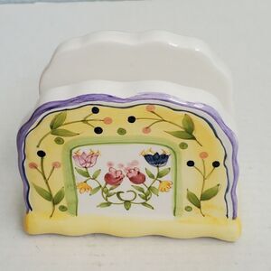 WCL Pottery Tulips‎ Napkin Holder Yellow White Vintage